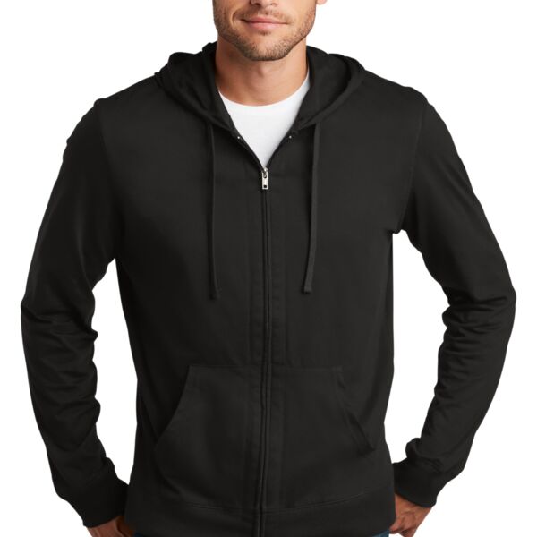 District Young Mens Lightweight Jersey Full Zip Hoodie DT1100 Young Mens Lightweight Jersey Full Zip Hoodie Thumbnail